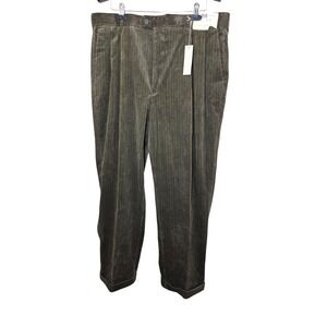 NWT Louis Raphael Soft Corduroy Pants Brown Herringbone 100% Cotton Size 40x32